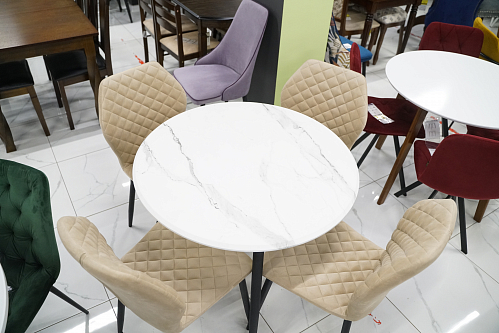 Деревянный стол Абилин 90х76 светло-серый / черный матовый из шоурума 6