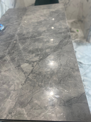 Стеклянный стол Хасселвуд 160(220)х90х77 белый мрамор / черный фото покупателя 2