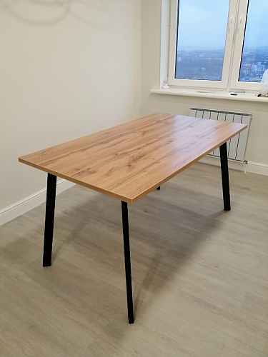 Стол Тринити Лофт 120 32 мм дуб галифакс табако / черный матовый фото покупателя 350