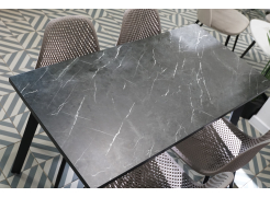 Стеклянный стол Агни 110 королевский мрамор / черный матовый из шоурума 5