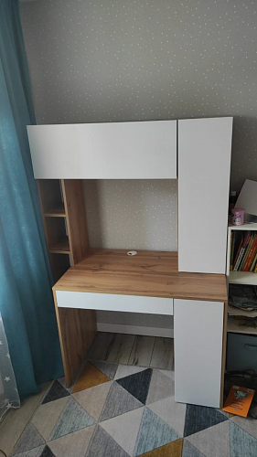 Письменный стол Комфорт 12.71 дуб золотой craft / белая аляска фото покупателя 93