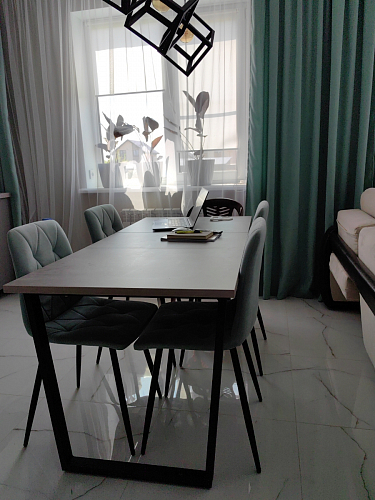 Деревянный стол Лота Лофт 140х80 черный матовый / бетон светлый фото покупателя 92