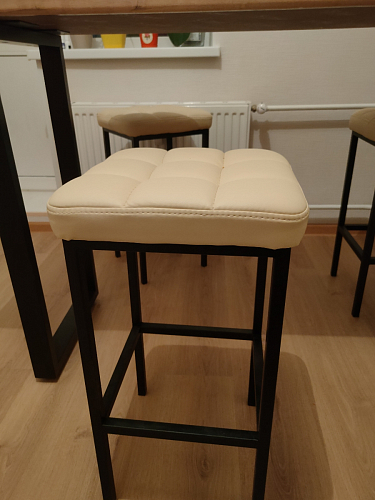 Барный стул Лофт ткань канди крем / черный матовый фото покупателя 62