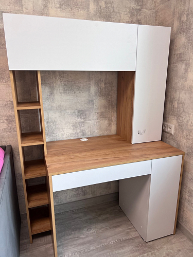 Письменный стол Комфорт 12.71 дуб золотой craft / белая аляска  - Уцененный экземпляр фото покупателя 64