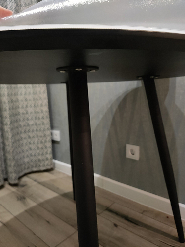 Стеклянный стол Абилин 100(140)х100х76 мрамор черный / черный матовый фото покупателя 8