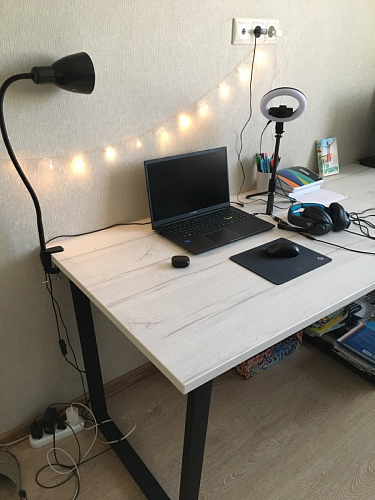 Деревянный стол Лота Лофт 140х80 белый матовый / бетон светлый фото покупателя 194