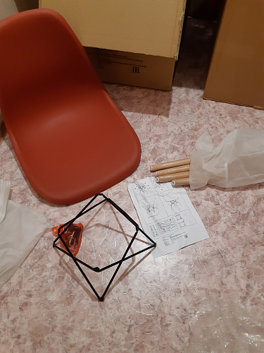 Пластиковый стул Eames PC-015 серо-голубой / дерево фото покупателя 158