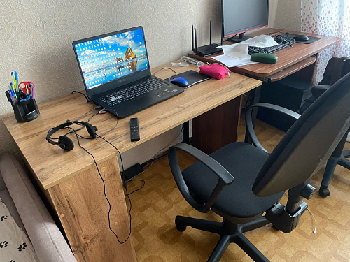 Письменный стол Битти Лофт 116х60х75 дуб вотан / белый матовый фото покупателя 54