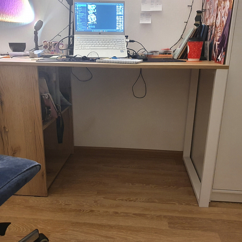 Письменный стол Битти Лофт 116х60х75 дуб делано светлый / белый матовый фото покупателя 66