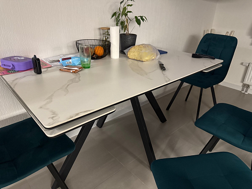 Керамический стол Вилли 140(200)х80х75 черный мрамор shakespeare black / черный фото покупателя 24