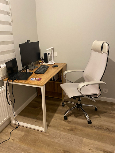 Письменный стол Битти Лофт 116х60х75 дуб вотан / черный матовый фото покупателя 33