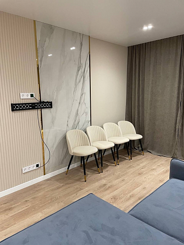 Стул на металлокаркасе Gabi 1 light blue / black / gold фото покупателя 510