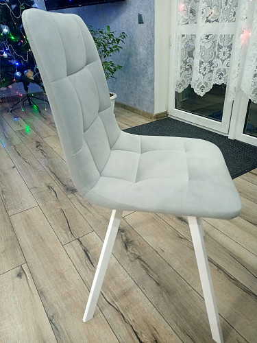 Стул на металлокаркасе Чилли синяя ткань / белый фото покупателя 1128