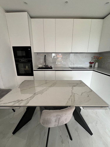 Керамический стол Ливи 140(200)х80х78 серый мрамор / черный фото покупателя 32