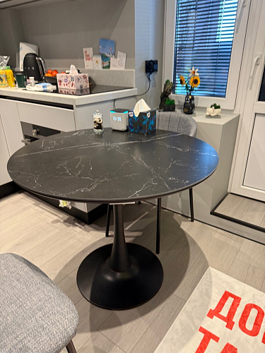 Стол Тулип 90х73 белый мрамор / золото фото покупателя 112