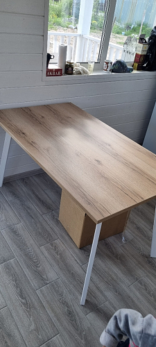 Стол Тринити Лофт 120 32 мм дуб галифакс табако / черный матовый фото покупателя 296