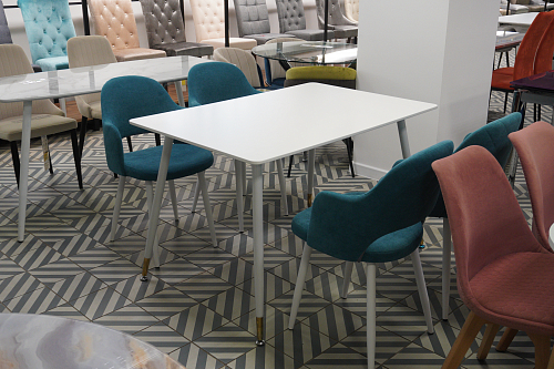 Стул на металлокаркасе Гутрид ромбы сзади бирюзовый / белый из шоурума 3