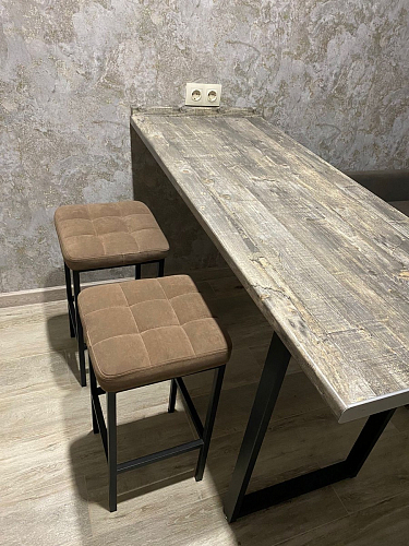 Барный стул Лофт кожзам темно-серый / черный матовый фото покупателя 59