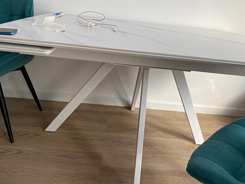 Керамический стол Вилли 140(200)х80 серый мрамор larka grey / черный фото покупателя 67