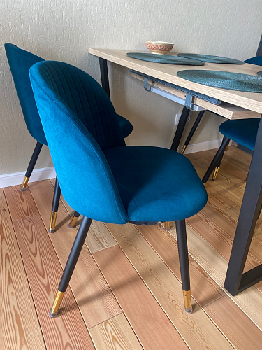 Стул на металлокаркасе Gabi 1 light blue / black / gold фото покупателя 357