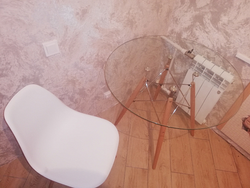 Стеклянный стол PT-151 80х80х76 clear glass / wood фото покупателя 29