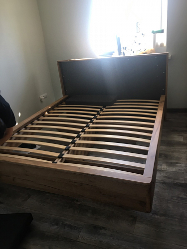 Двуспальная кровать Клауд 160х200 парящая дуб крафт золотой / антрацит фото покупателя 23