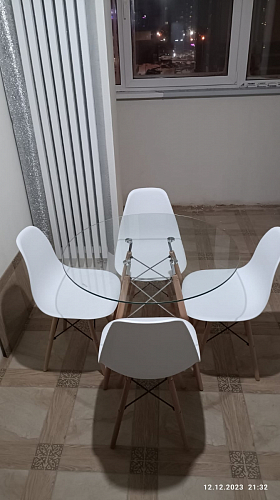 Стеклянный стол PT-151 90х90х76 clear glass / wood фото покупателя 23