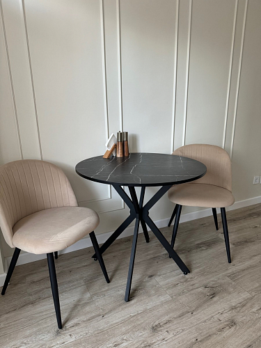 Стул на металлокаркасе Gabi dark beige / black / silver фото покупателя 363