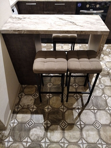 Барный стул Лофт кожзам темно-серый / черный матовый фото покупателя 23