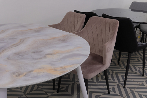 Стеклянный стол Кловис вставка стекло черный мрамор / черный из шоурума 4