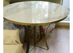 Стеклянный стол Нейтон белый мрамор / золото / белый фото покупателя 1