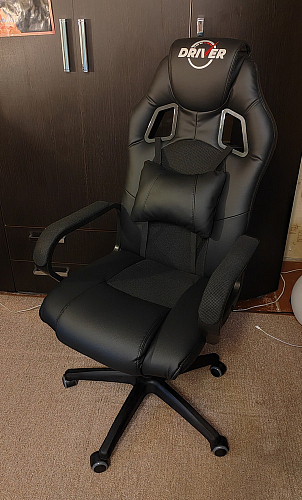 Компьютерное кресло Driver/Драйвер кожзам черный / ткань черный фото покупателя 145