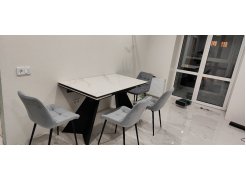 Керамический стол Ливи 140(200)х80х78 белый мрамор / черный фото покупателя 10