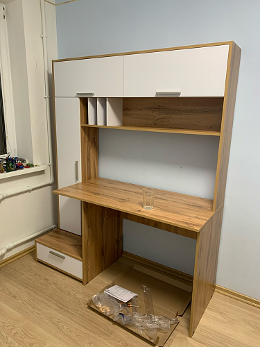 Письменный стол Лайт 03.243 дуб золотой (craft) / белый премиум фото покупателя 4