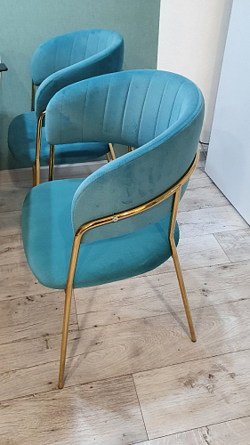 Стул на металлокаркасе Kamelia голубой / голубой / золотой фото покупателя 80