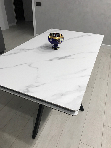 Керамический стол Вилли 140(200)х80 белый мрамор snow white / черный фото покупателя 16
