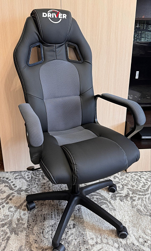 Компьютерное кресло Driver/Драйвер кожзам черный / ткань синий фото покупателя 70