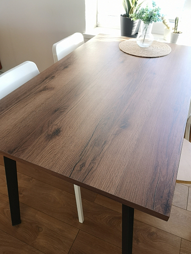 Стол Тринити Лофт 120 32 мм дуб галифакс табако / черный матовый фото покупателя 125