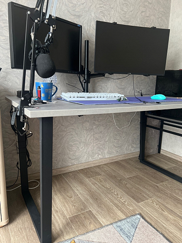 Деревянный стол Лота Лофт 140х80 черный матовый / бетон светлый фото покупателя 281