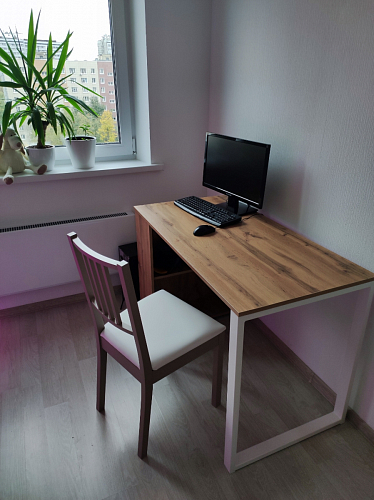 Письменный стол Битти Лофт 116х60х75 дуб делано светлый / белый матовый фото покупателя 12