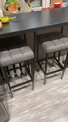 Барный стул Лофт ткань канди крем / черный матовый фото покупателя 26