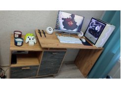 Письменный стол Эго Ст-2 на ножках дуб крафт золотой / камень темный фото покупателя 1