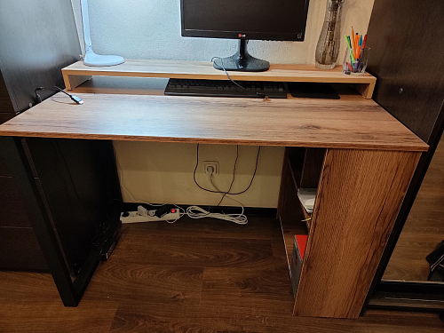 Письменный стол Битти Лофт 116х60х75 дуб делано светлый / белый матовый фото покупателя 120