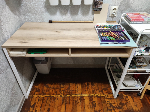 Письменный стол Леон Лофт черный матовый / дуб вотан фото покупателя 156