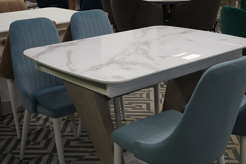 Стол на тумбе Петир 160 белый / дуб монтана из шоурума 5