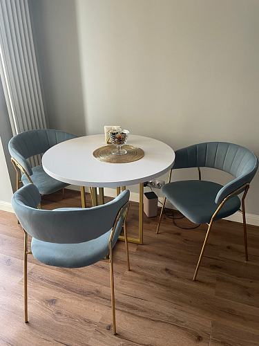 Стул на металлокаркасе Kamelia голубой / голубой / золотой фото покупателя 29