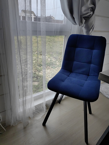 Стул на металлокаркасе Чилли К светло-серый велюр / черный каркас фото покупателя 292