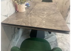 Стеклянный стол Хасселвуд 160(220)х90х77 белый мрамор / черный фото покупателя 3