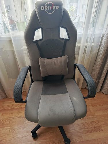 Компьютерное кресло Driver/Драйвер кожзам черный / ткань синий фото покупателя 16