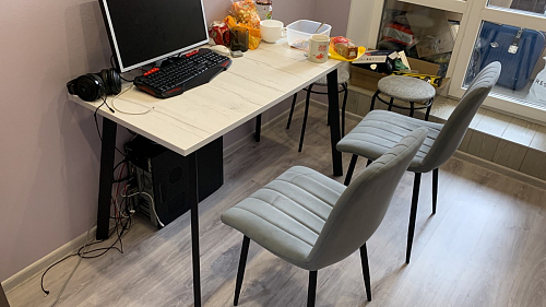 Деревянный стол Барон О 160 х 90 белая пленка шагрень / черный фото покупателя 23